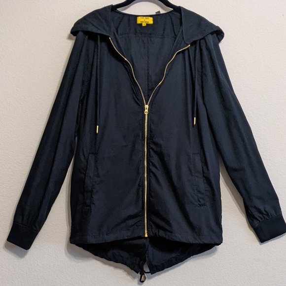 Five Four Poggy The Man Black Hooded Lightweight Parka Jacket Size Medium - Picture 1 of 8